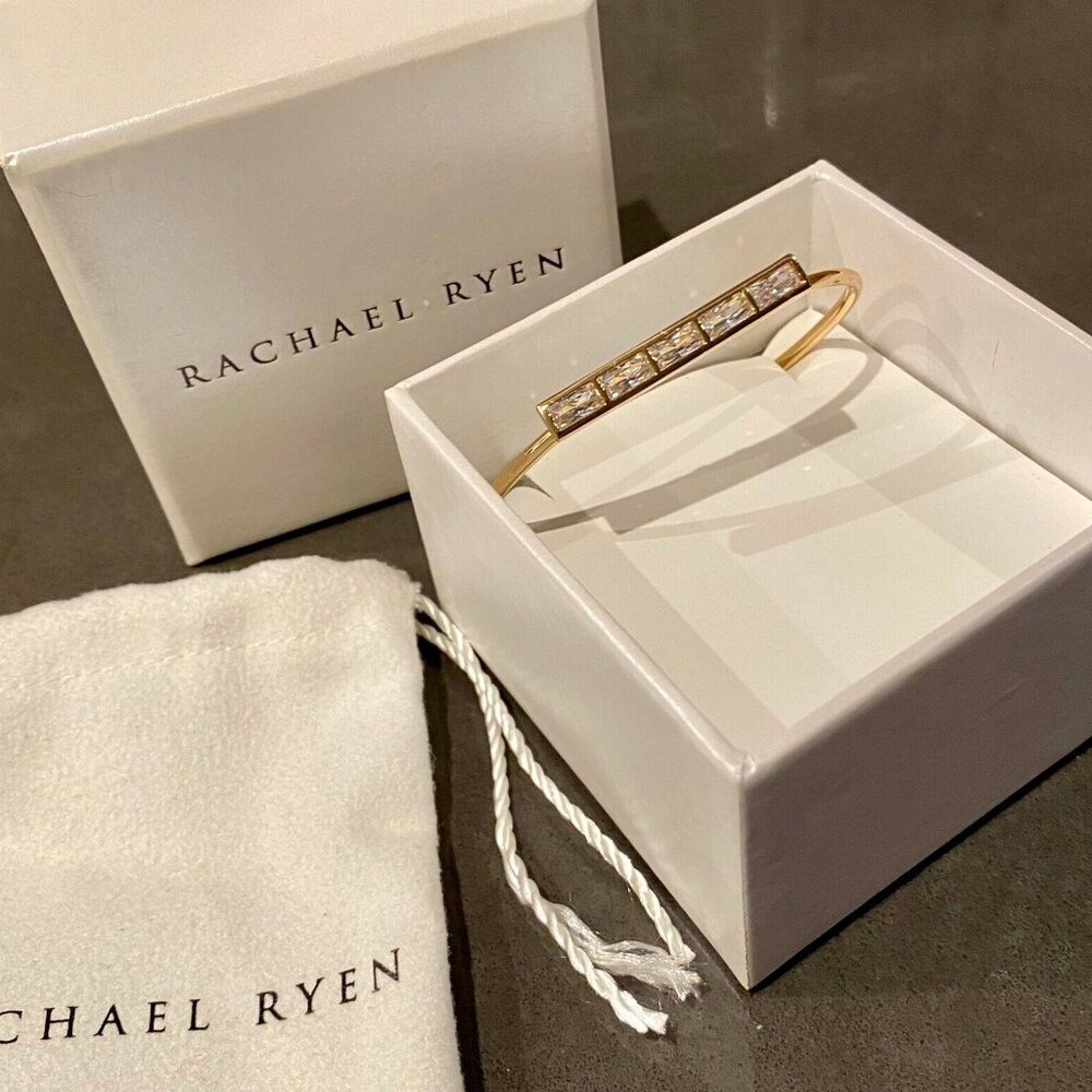 Anthropologie Gold Stone Baguette Bracelet by Rachael Ryen NWT